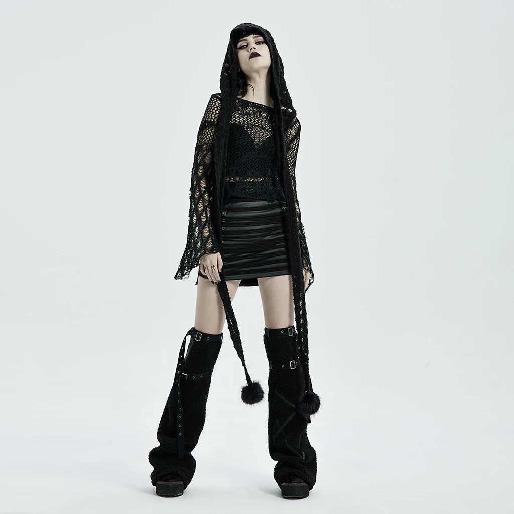 当店人気の限定モデルが再々々入荷☆ 女性のための短くてセクシーなニットセーター,Vネック,長袖,透かし彫りのゴシックセーター 【在庫あり 即納