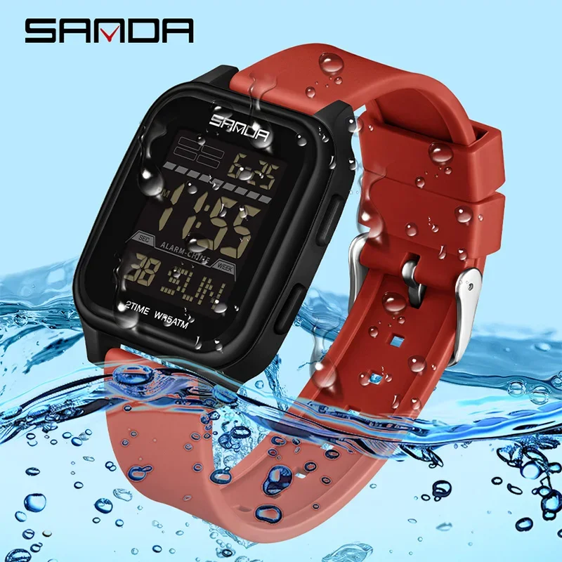 Sanda Fashion Men's Electronic Watch Multi Function Square Dial Calendar Sports Luminous Waterproof Countdown Man Digital Watch, Alina Gadgets