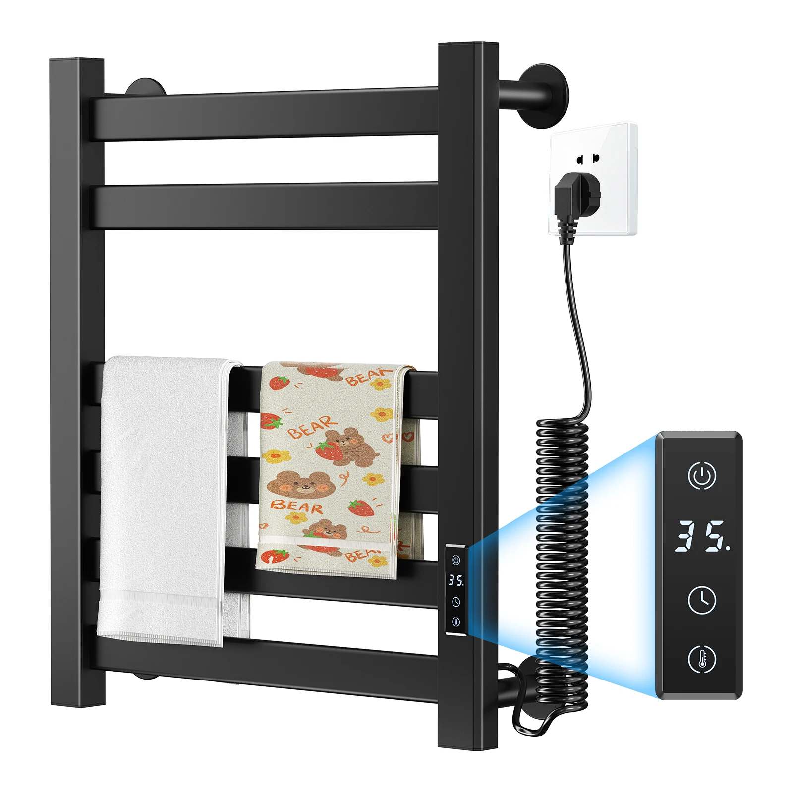 Towel Heater Smart Electric Towel Drying Bathroom Towel Rack Storage Rack Touch Screen Control