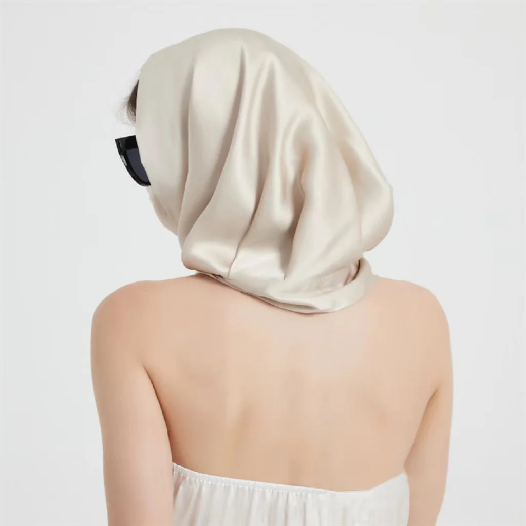 New Style High Quality Silk Hat Scarf Cap Double Layer Hat Sun Hat For Women Girl 3