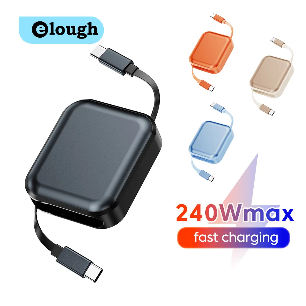 1M Retractable 240W Fast Charging USB-C to USB-C Cable with Data Transfer Capability