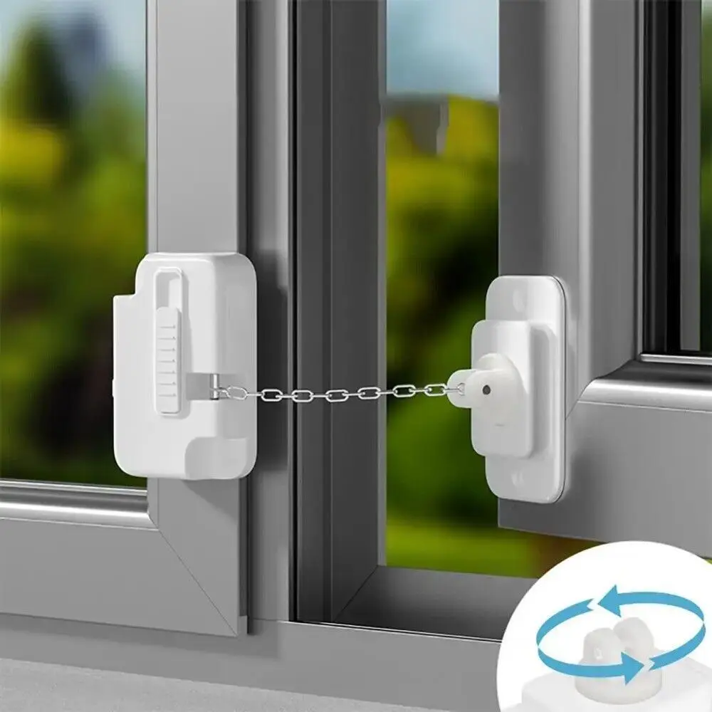 White ABS Child Safety Lock Adjustable Window Restrictor