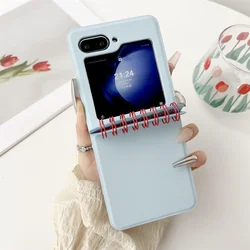 Spiral Notebook Style Shockproof Phone Case with Hinge Protection for Galaxy Z Flip 5 (Light Blue)