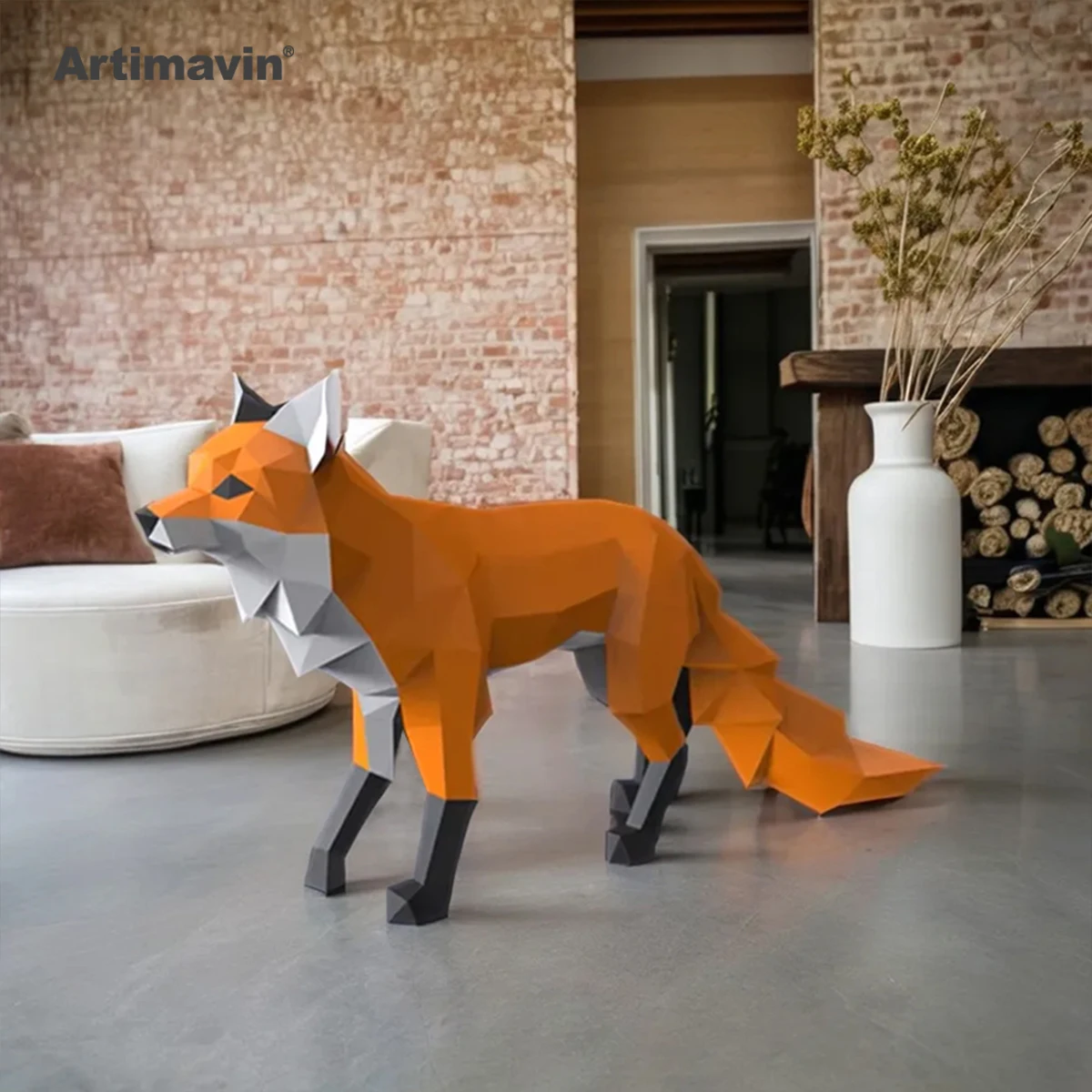 Fox Creative DIY 3D Paper Sculpture Model Handmade Origami Decorative Paper Art Trendy Toy Ornament