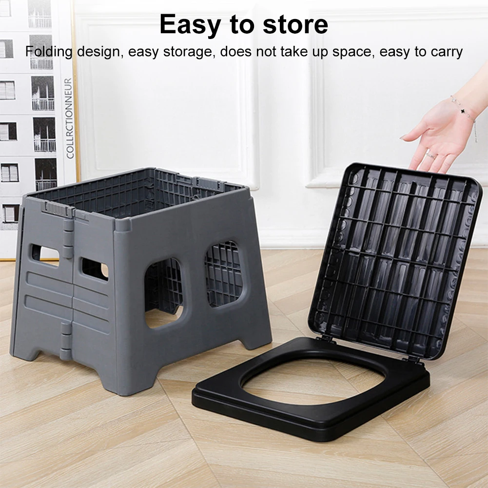Portable Camping Toilet Potty with Lid Foldable Multifunction Outdoor Camp Toilet  Folding Truck Toilet stool for camping Travel 4