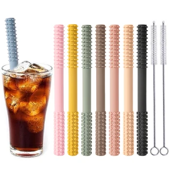 1PCS Baby Toy Silicone Molar Straw Baby Teether With Brush Baby Teething Toys Molar Silicone Handle Chewing Toy 1