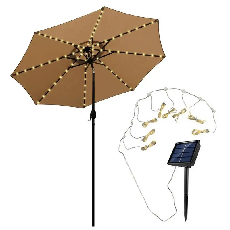 Solar LED Lighted Patio Umbrella Waterproof Solar Umbrella With 104 Solar LED Lights Cantilever Hanging Umbrella With 8 Modes