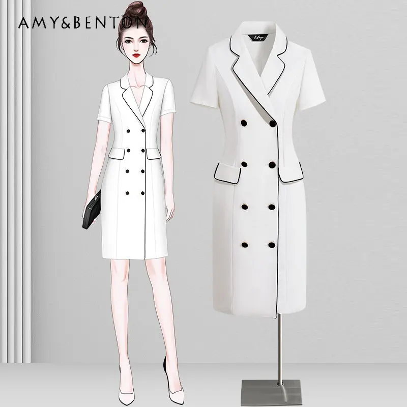 

Suit Dress for Women Summer 2023 New Fashion Socialite Elegant Slightly Mature Style High Sense Goddess Temperament White Dress