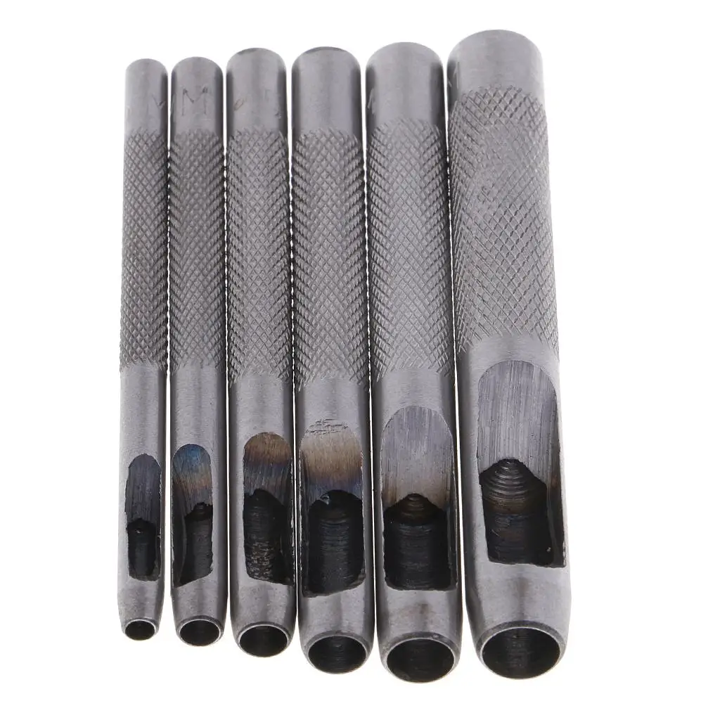 가죽 펀치 가죽 공예 구멍 공예 세트, 할로우 펀처 벨트 펀치, 의류 캔버스용 9mm-19mm, 6 개
