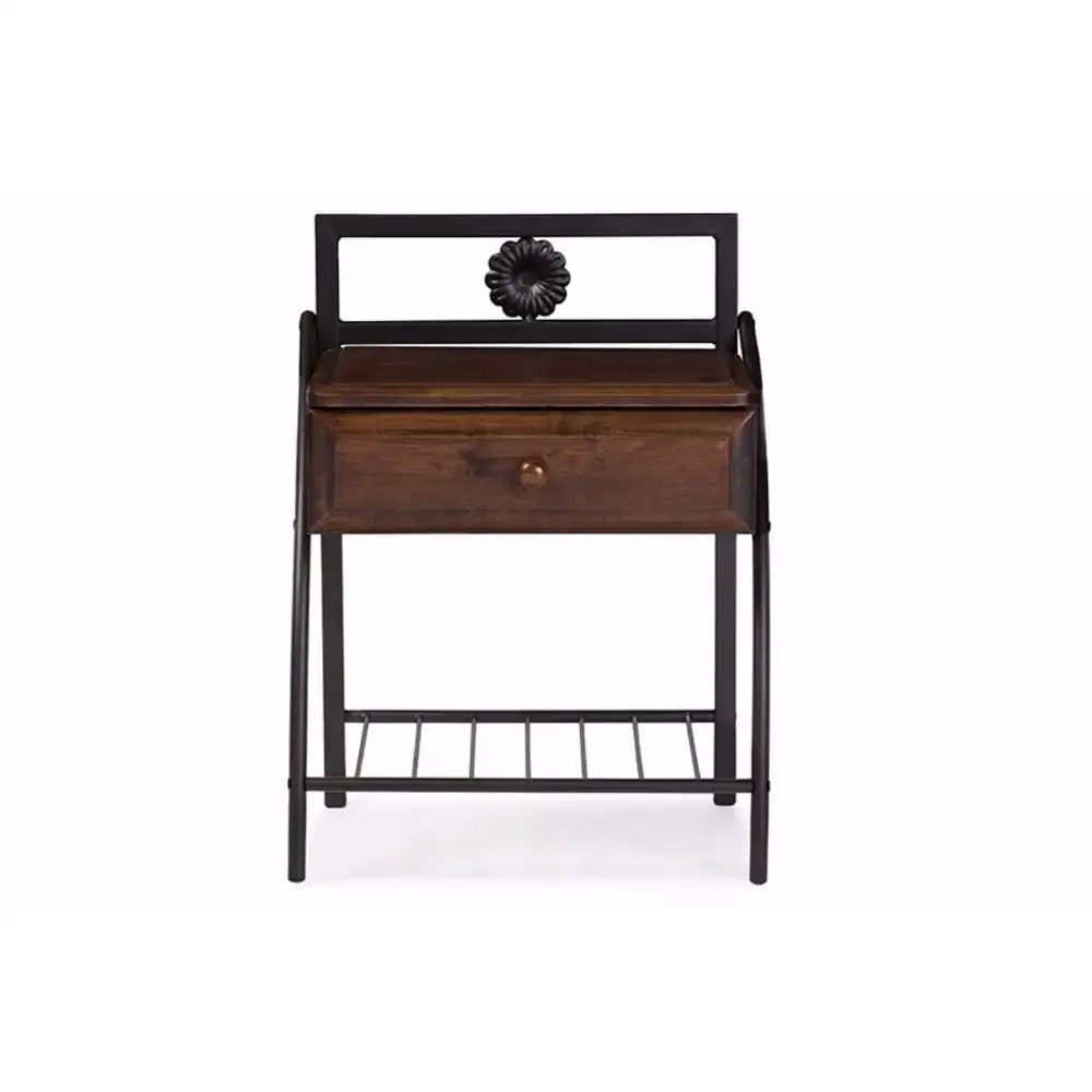 

Baxton Studio Jevenci Vintage Industrial Black Finished Metal Nightstand