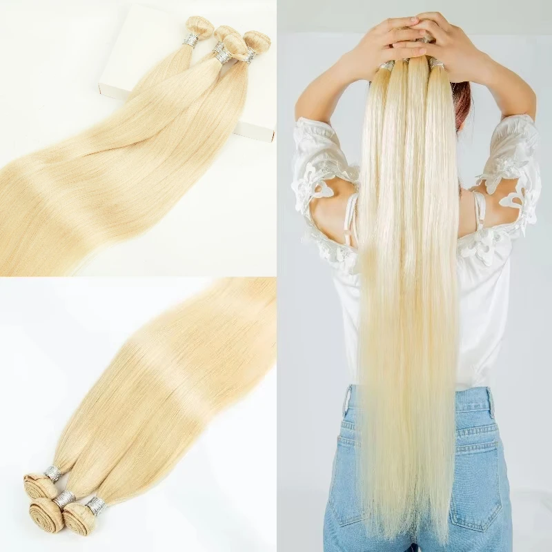 613 Blonde 1/3/4 Brazilian Hair Bundles Straight Weave Remy 100% Human Hair Weft 24 26 28 30 32 34 36 38 40 Inch Bundle Weaving 5