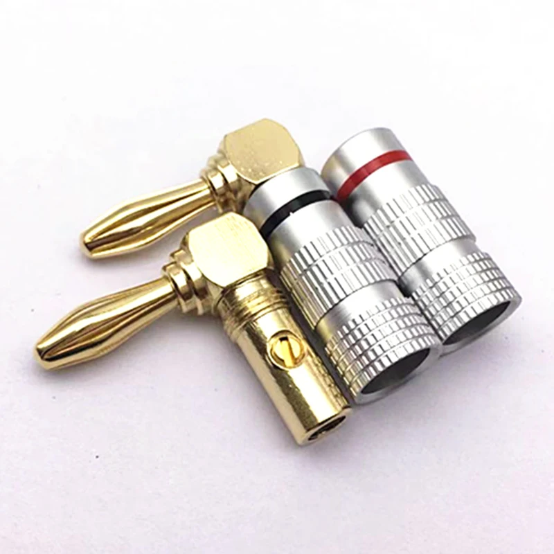 

New Banana Plug Right Angle 90 Degree 4mm Gold-Plated Video Speaker Adapter Audio Connector Banana Connector