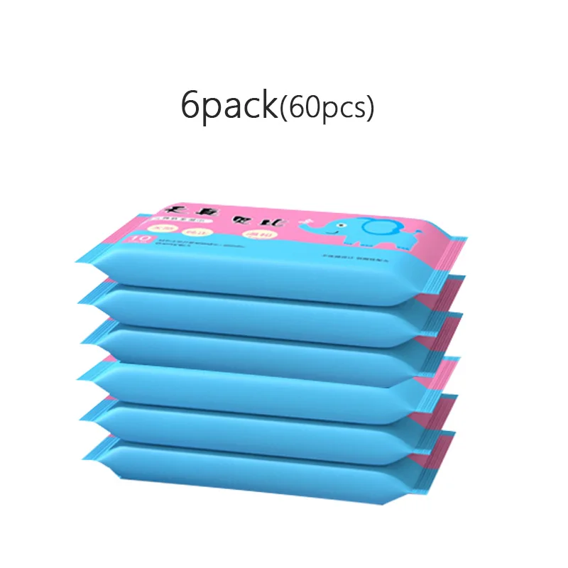 6 חבילה (60 יח ') של מגבונים מרגיע יד חד פעמיים, מגבונים ניידים ללא אלכוהול