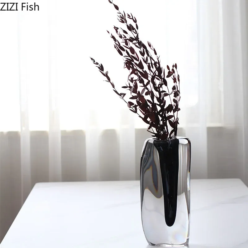 Ink Painting Transparent Glass Vase Hydroponics Floral Vases Desk Decoration Artificial Flowers Decorative Flower Arrangement 4