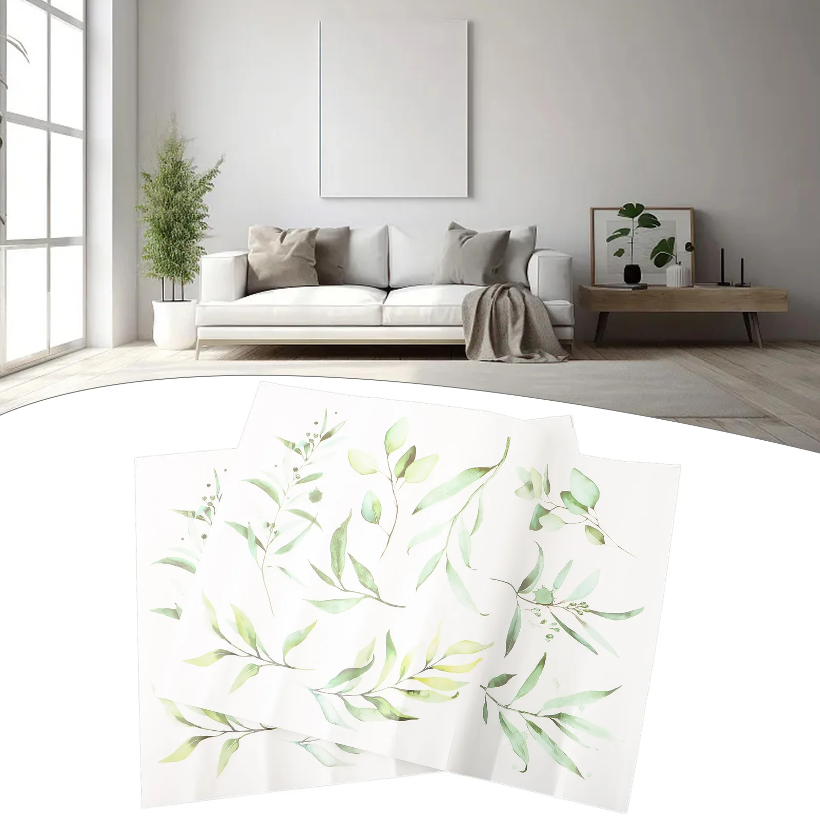 

Decoration Stickers for Living Room and Bedroom Green Plants Fresh Leaves Wall Stickers Easy to Apply 35cm*50cm Size