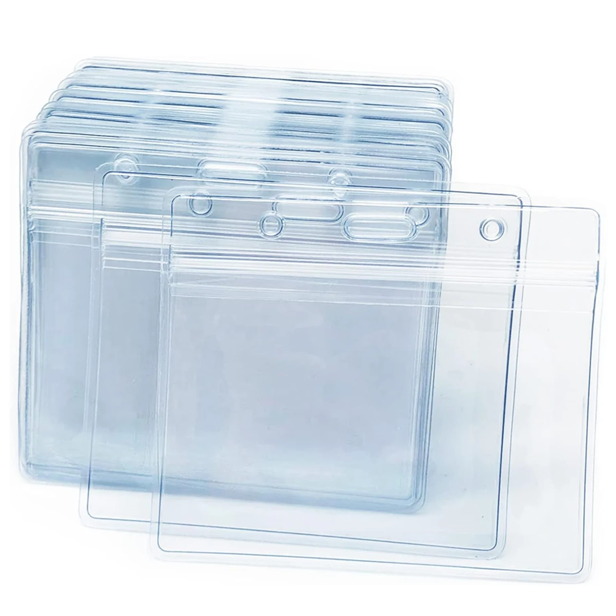 Badge Holder 10pcs Transparent horizontal ID card holder badge sealed waterproof