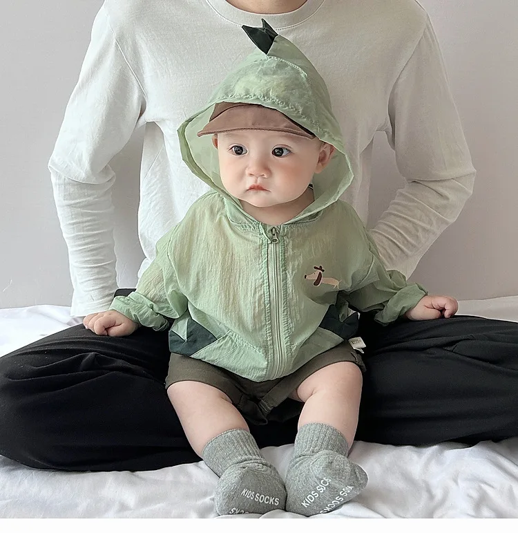 Description Picture 4 of itemChildren's Summer Sunscreen Suit Set, Summer Baby Super Cute Cartoon Thin Breathable Air Conditioning Suit Hooded Jacket