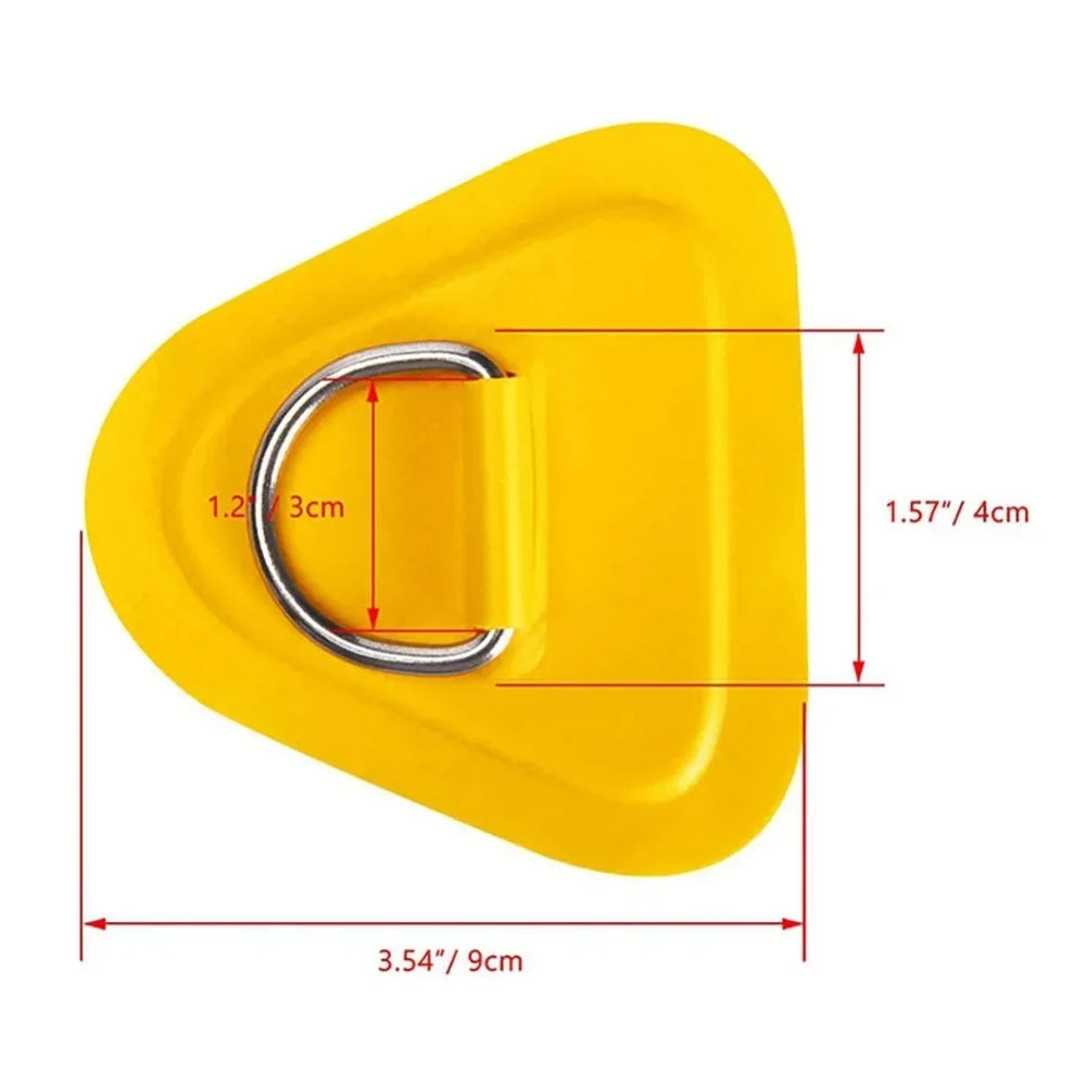 2PCS PVC Boat Patch for Surfboard Dinghy Inflatable Boat Canoe with Stainless Steel Triangle D Ring Pad Deck Rigging Accessory