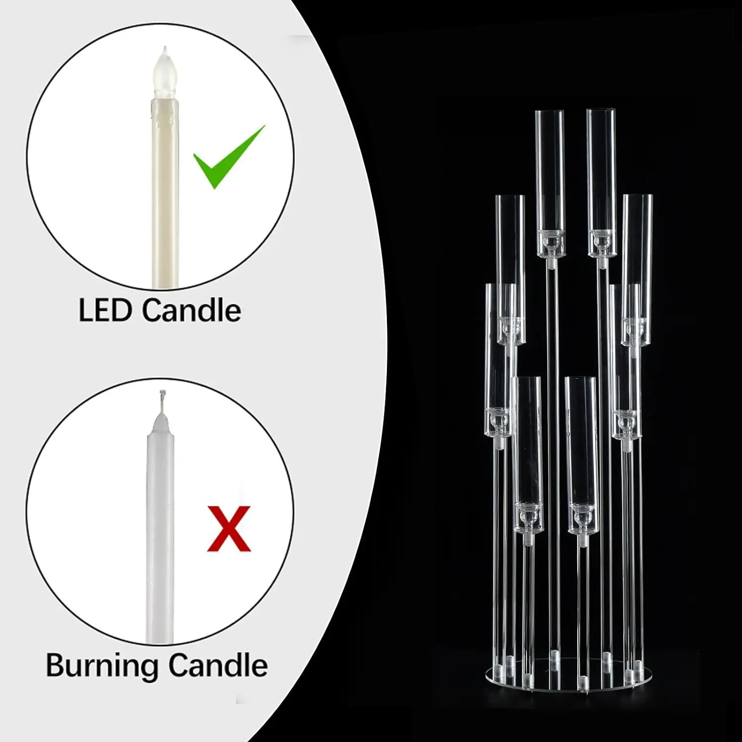 Fullvaseer Set di 4 candelabri da pavimento, 90,4 cm, color oro, alti 5 bracci, con paralume in acrilico, per tavolo di nozze, festa di compleanno, decorazione per la casa, adatto per candele