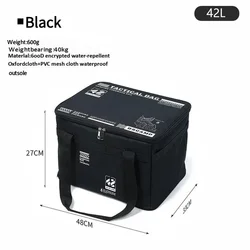 Tactical Outdoor Gear Organizer - Insulated Waterproof Folding Storage Bag (Black 42L)