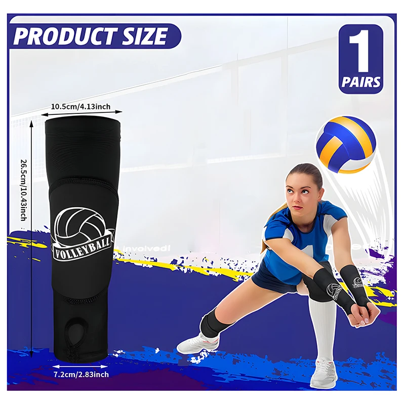 Manchettes Volleyball Rembourrées - Protection Avant-bras Avec Trou Pouce - Pour Femmes Et Ados