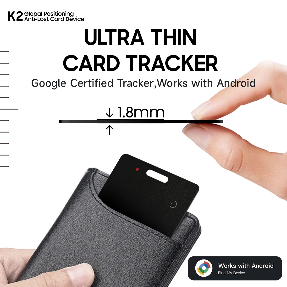 Ultra Thin Bluetooth Smart Wallet Tracker - Wireless Rechargeable Anti-Loss Tag