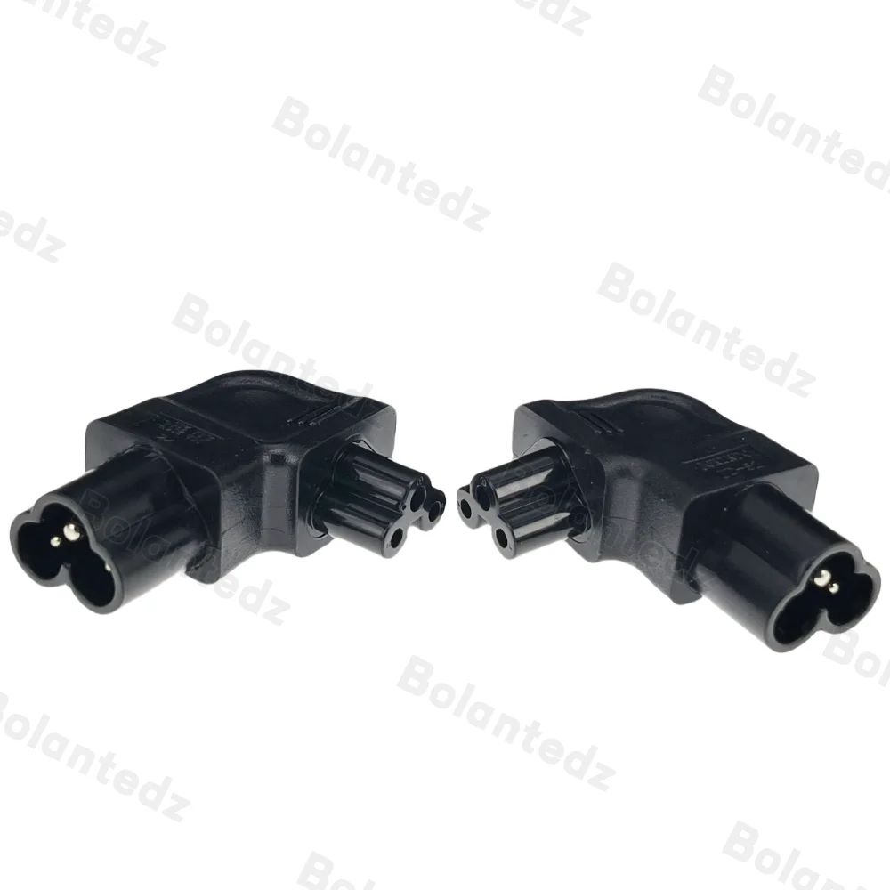1Pcs IEC320 C5 TO C6 Extension Power Adapter C6 TO C5 Clover Shape 3 Pin Male To Female Right Angle Side Bend Power Connector