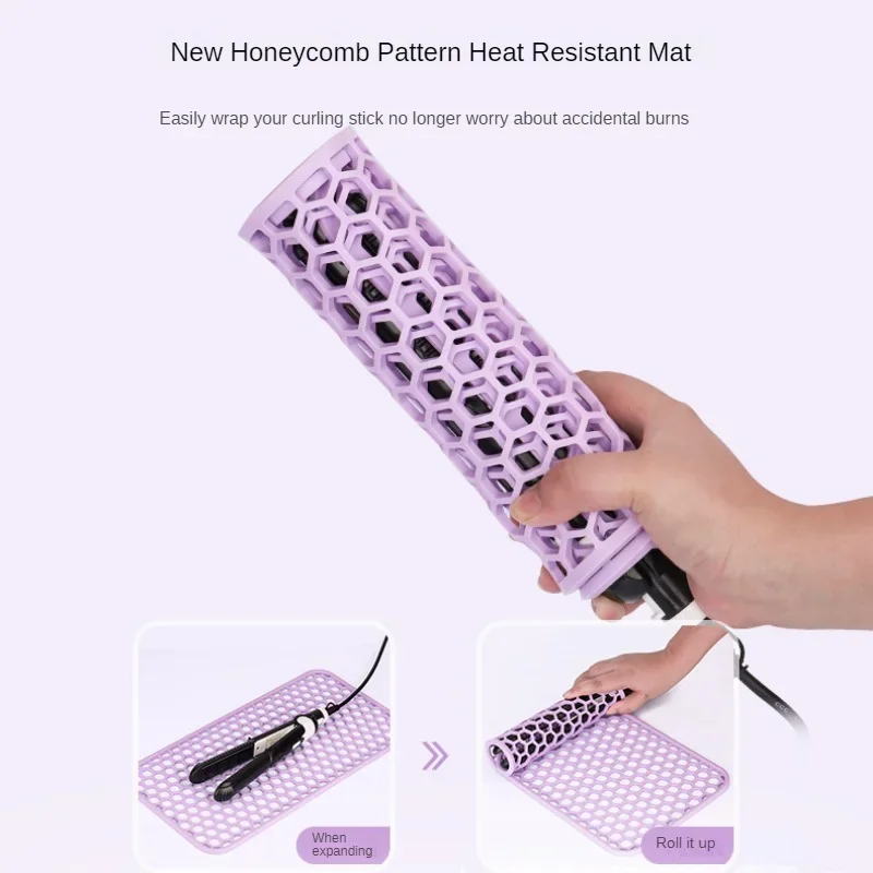 

New Honeycomb Pattern Heat Iron Insulation Mat Silicone Curling Stick Heat Resistant Mat for Hair Straightener Flat Tool