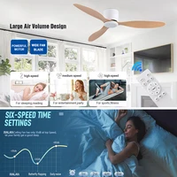 IRALAN 42inch/52inch Ceiling Fan without Light,6-Speed Reversible,Timer,Outdoor Bedroom Living Room-White/Black/Wood 2