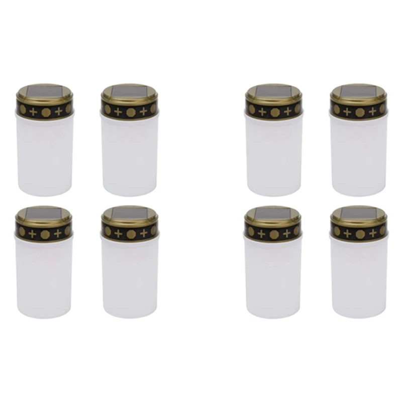 

HOT SALE White Grave Candle For Cemetery Grave Solar Lights With Lighting LED Grave Light 8Pcs