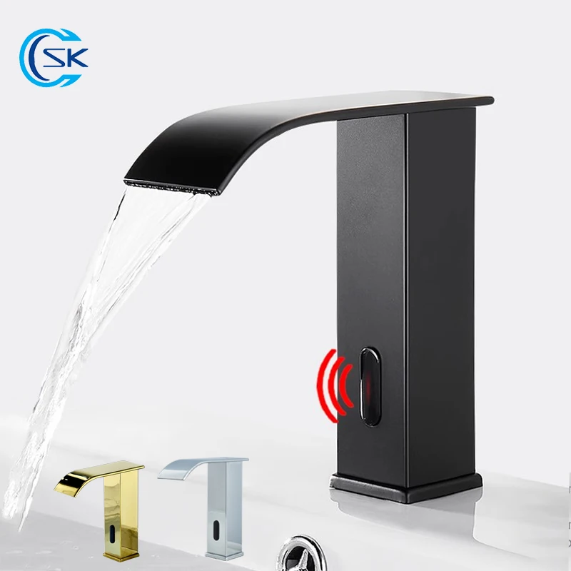 

Black Automatic Infrared Sensing Bathroom Basin Faucet.Smart Sensor Mixer Tap Crane.Cold Hot Water Touchless Sink Faucet.