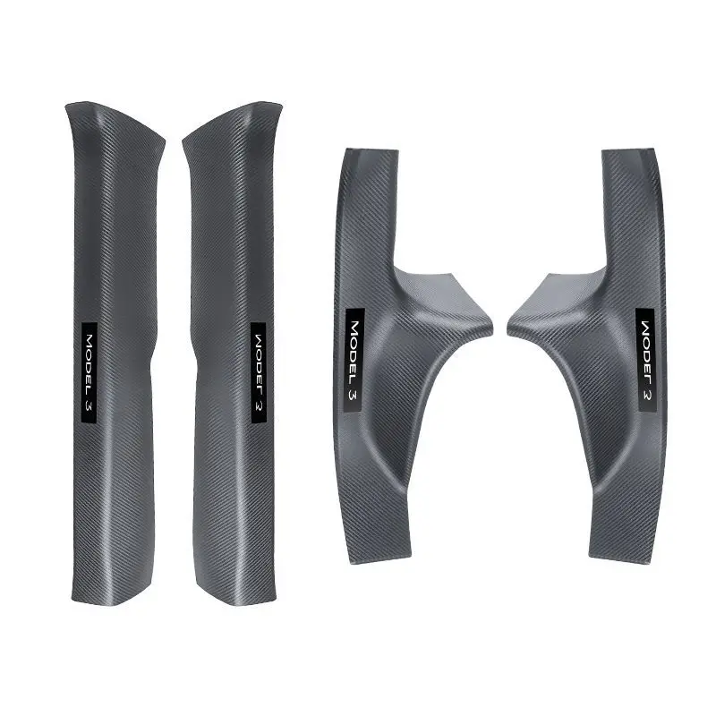 For Tesla Model 3 Front and Rear Row Inner Door Sill Strip Protection Accessories Waterproof Stain-Resistant Carbon Fiber