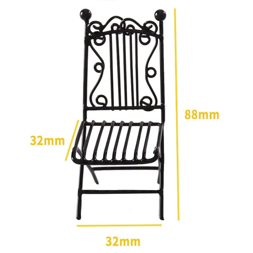1Set Vintage Metal Miniature Table Chair Suit Dollhouse Furniture Accessories Mini Park Seat Fairy Garden Ornament Kids Toys 5