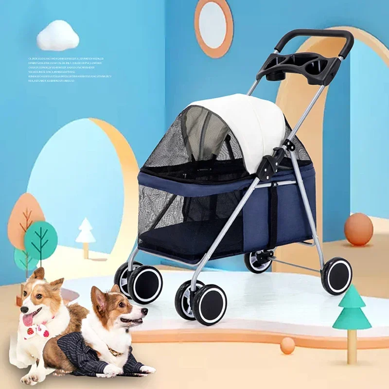 

Pets Carrier For Dogs Transportation Wheelbarrow Storage Design Large Capacity Storage Basket Ventilated Windproof Dog Cart