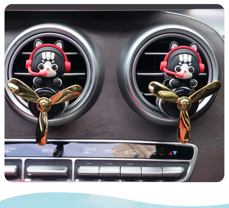 Ohne Parfüm DIY Duft Katze Pilot Rotierender Propeller Flugzeug Auto Ornament Lüftungs-Aroma-Diffusor Dekorationen Zubehör Cool Spaßig – Detail 4