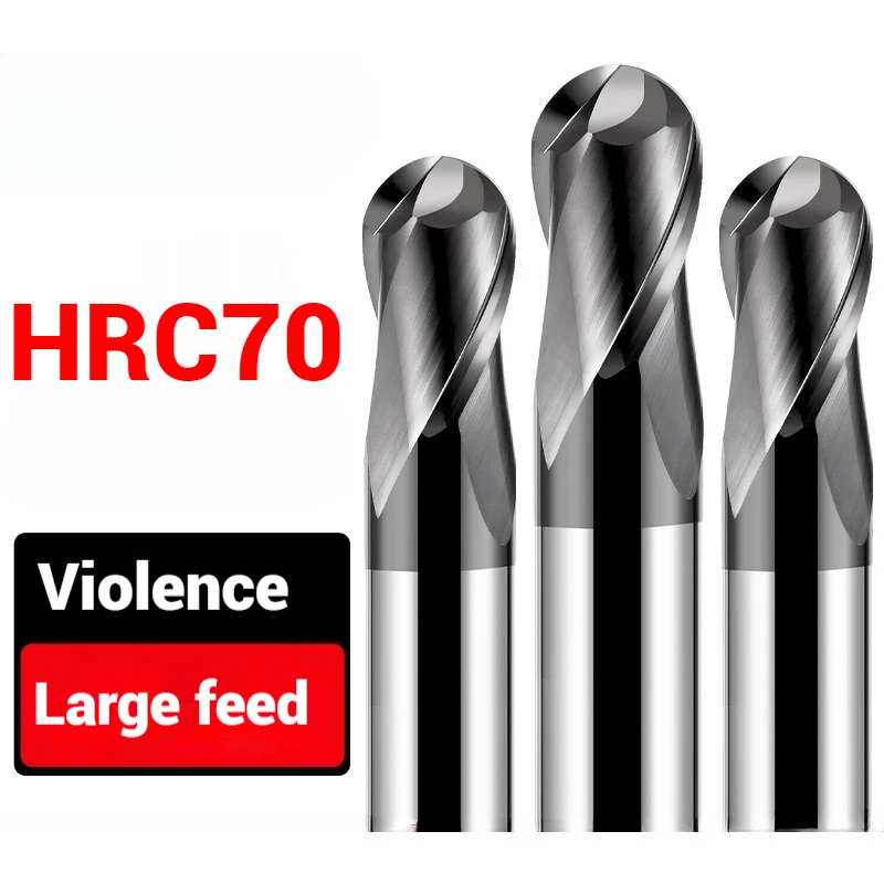 HRC70 Ball Nose End Mill Tungsten Carbide Cutter CNC Router Bit Milling Tool R0.5 2 4 6 810mm 2 Flute Metal Steel Machining Tool milling cutter