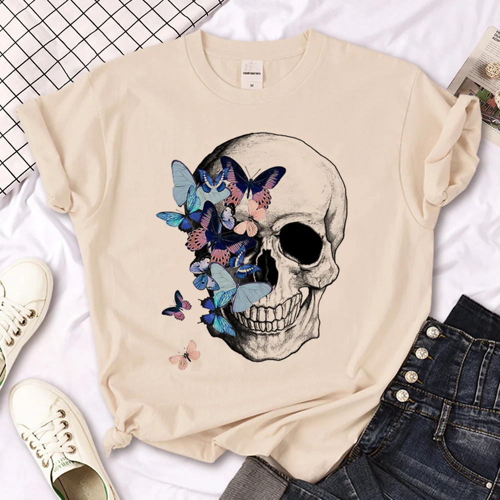 

Skull tshirt women Japanese graphic summer t-shirts female designer clothing