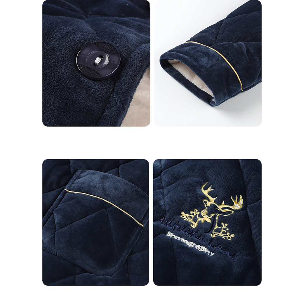 4XL Big Size Sleepwear for Sleeping 3-Layer Super Thicken Warm Flannel Senior Men's Winter Soft Pajamas Set Casual Plaid pijama