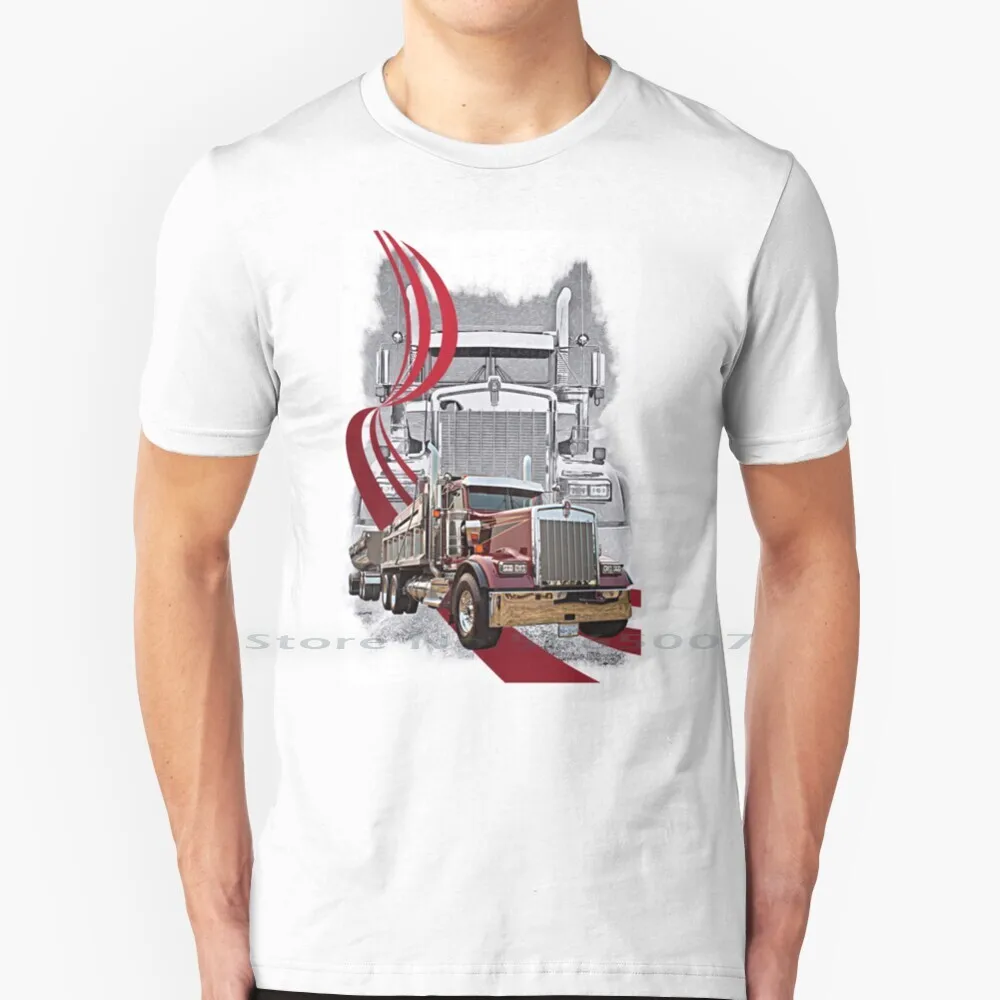 Kenworth End Dump T Shirt Cotton 6Xl Big Rigs Semi Trucks Trattore Rimorchio Trattori Camion Peterbilt Kenworth Custom Truck
