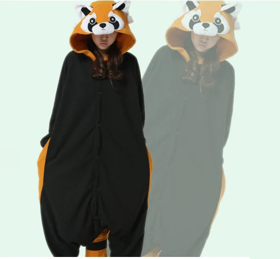 HKSNG Adult Raccoon Pajamas Flannel Cartoon Onesies Halloween Party Cosplay Costumes Jumpsuits Pyjamas Kigurumi
