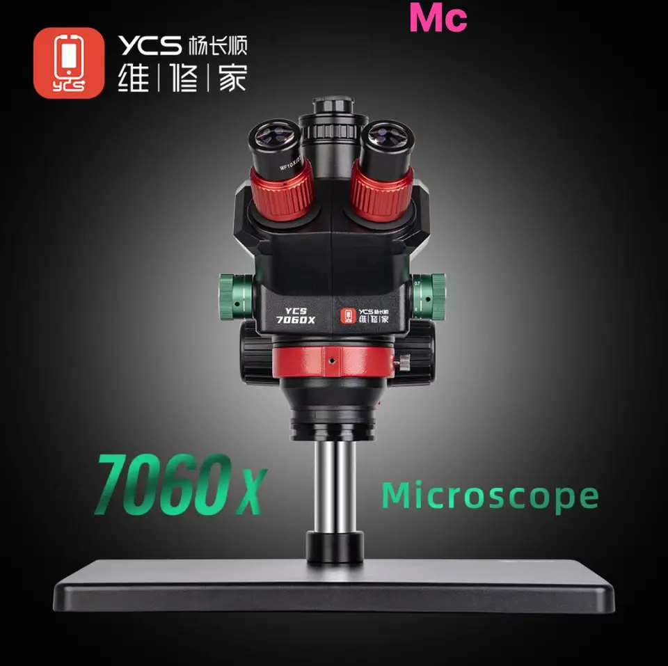 YCS Ultra HD Trinocular Microscope 7060X No Base 7-60X Zoom X80 4K