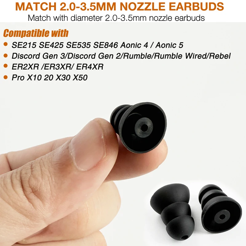 Triple Flange Eartips Replacement for Elgin Discord Gen 3/ Gen 2/ Rumble/Rumble Wired & Se846 Se535 Se215 Aonic4 Aonic5