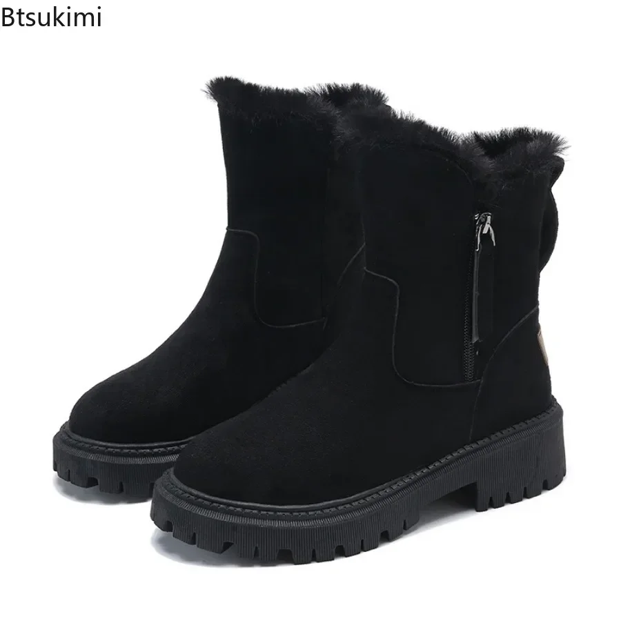 2024 Women's Warm Snow Boots Autumn Winter Warm Fashion Platform Ankle Boots Non-slip Short Plush Flats Suede Shoes Mujer 35-42
