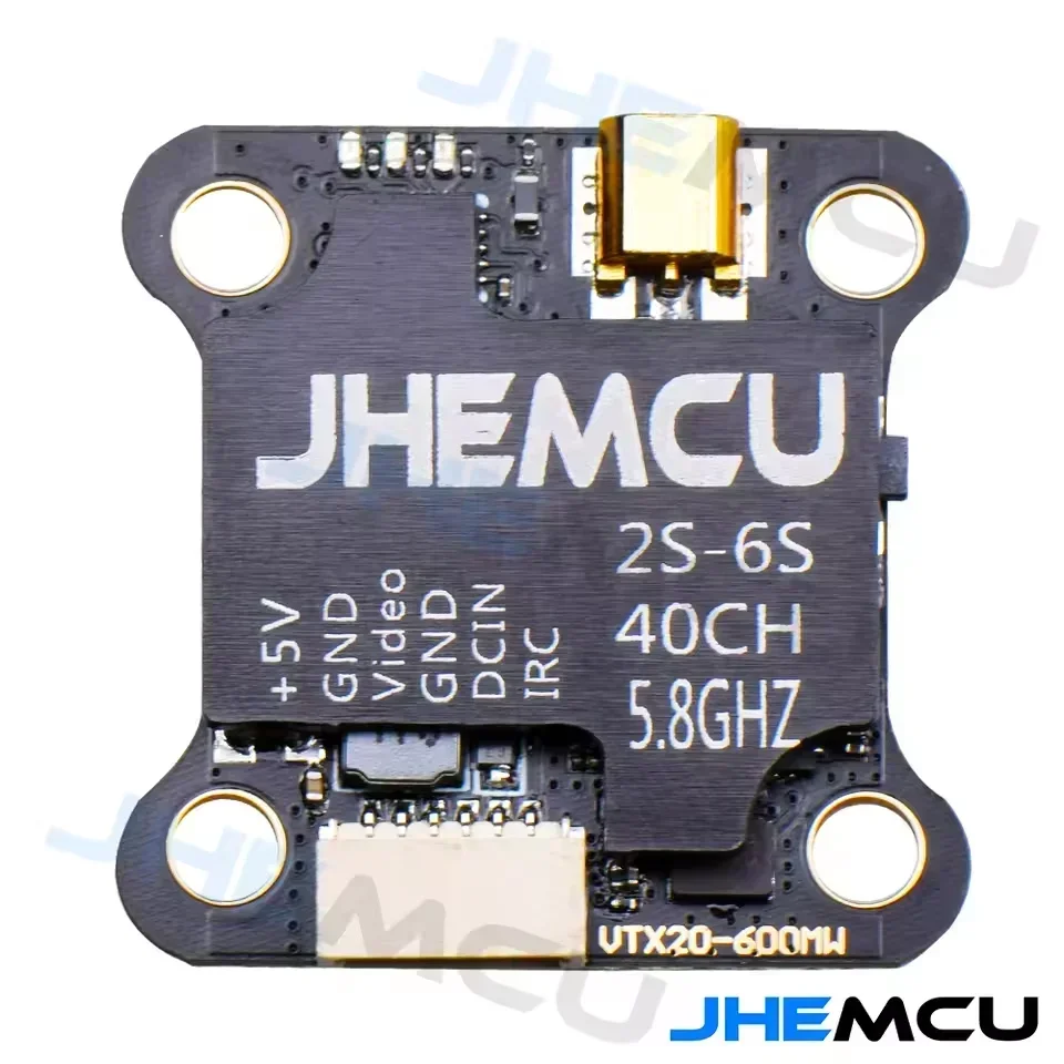 Émetteur VTX FPV 5.8G 40CH 600mW noir installé sur un drone, prêt pour le vol FPV