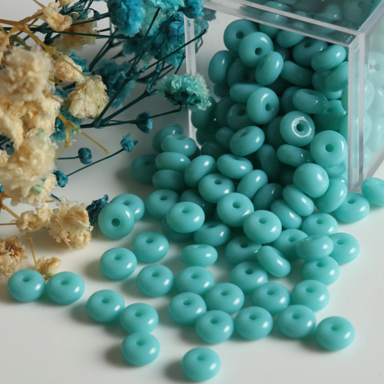 400pcs Deep Sea Blue Transparent Abacus Glass Beads for Handmade Jewelry Crafting