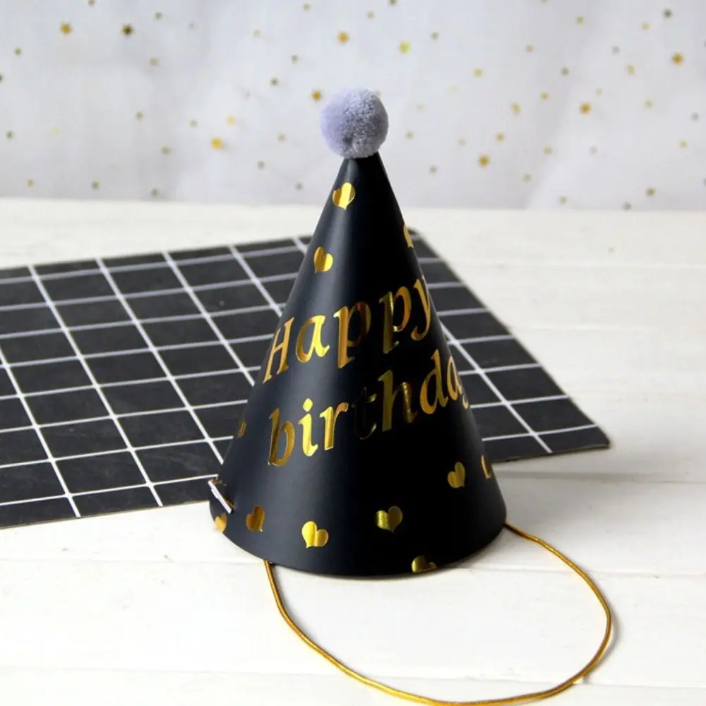 1pc Happy Birthday Party Hats DIY Handmade Cap Crown Baby Shower Decoration Boy Girl Birthday Party Photo Props party hat