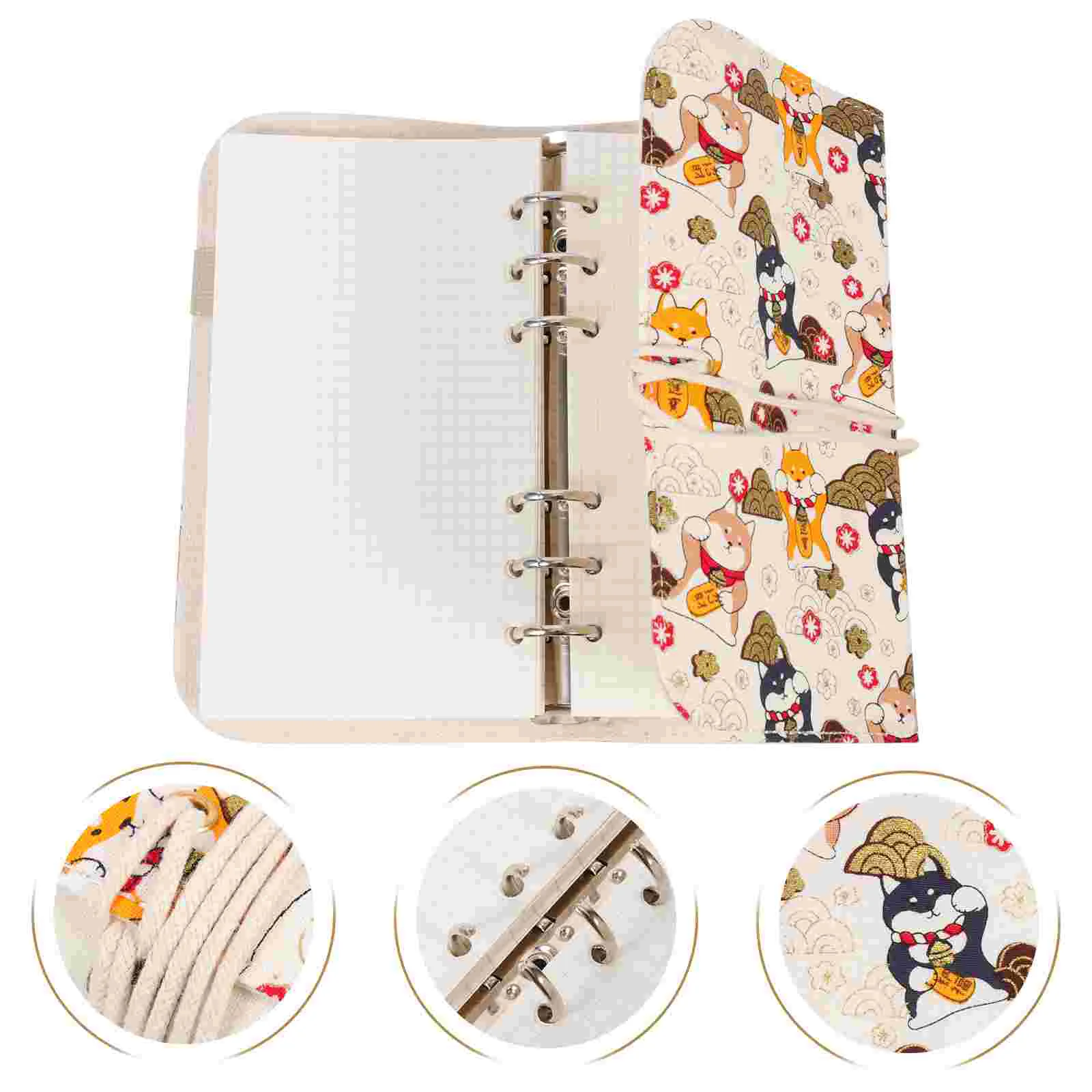 

Tofficu A6 Budget Binder Japanese Maneki Neko Lucky Cat 6 Ring Planner Notepads Money Organizer