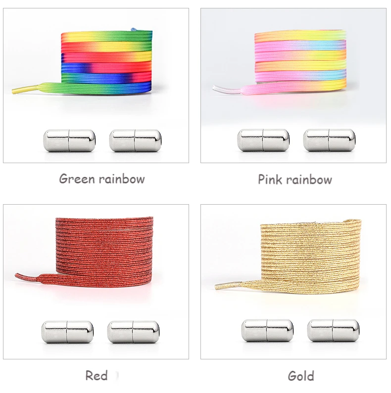 Regenbogen-elastische Schnürsenkel, Turnschuhe, bunte flache Bänder, Schnürsenkel ohne Krawatten, für Erwachsene und Kinder, Tennis, ohne Krawatte, Schnürsenkel, Schuhe, Zubehör – Detail 10
