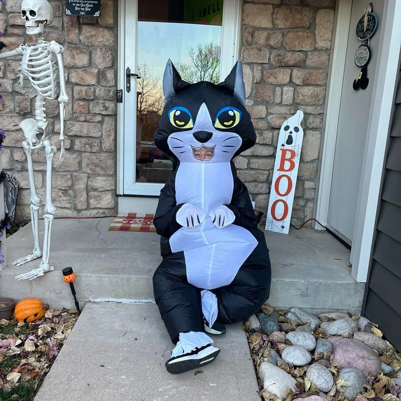 Black Cat Cosplay Inflatable Costume Orange Cat Adult Funny