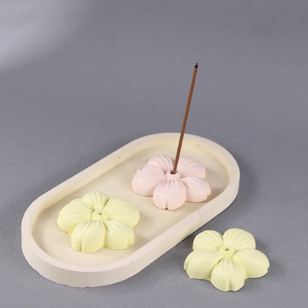Flower Shaped Incense Sticks Holder Silicone Mold DIY Plaster Resin Making Thread Incense Insert Stick Molds Ashes Catcher silicone mold
